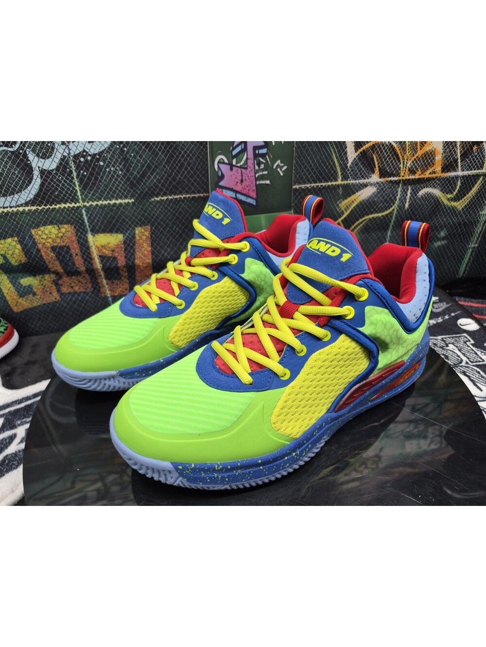 AND1 Delta TPR Basketball Shoes Size 9.5M  10.5W Green/Blue/Red/Yellow AND-1 NEW
